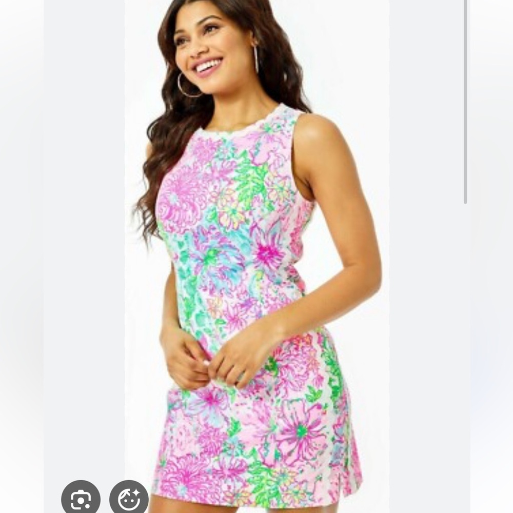 Lilly Pulitzer Mila Shift Paradise Found Pink and Blue Floral Dress. EUC